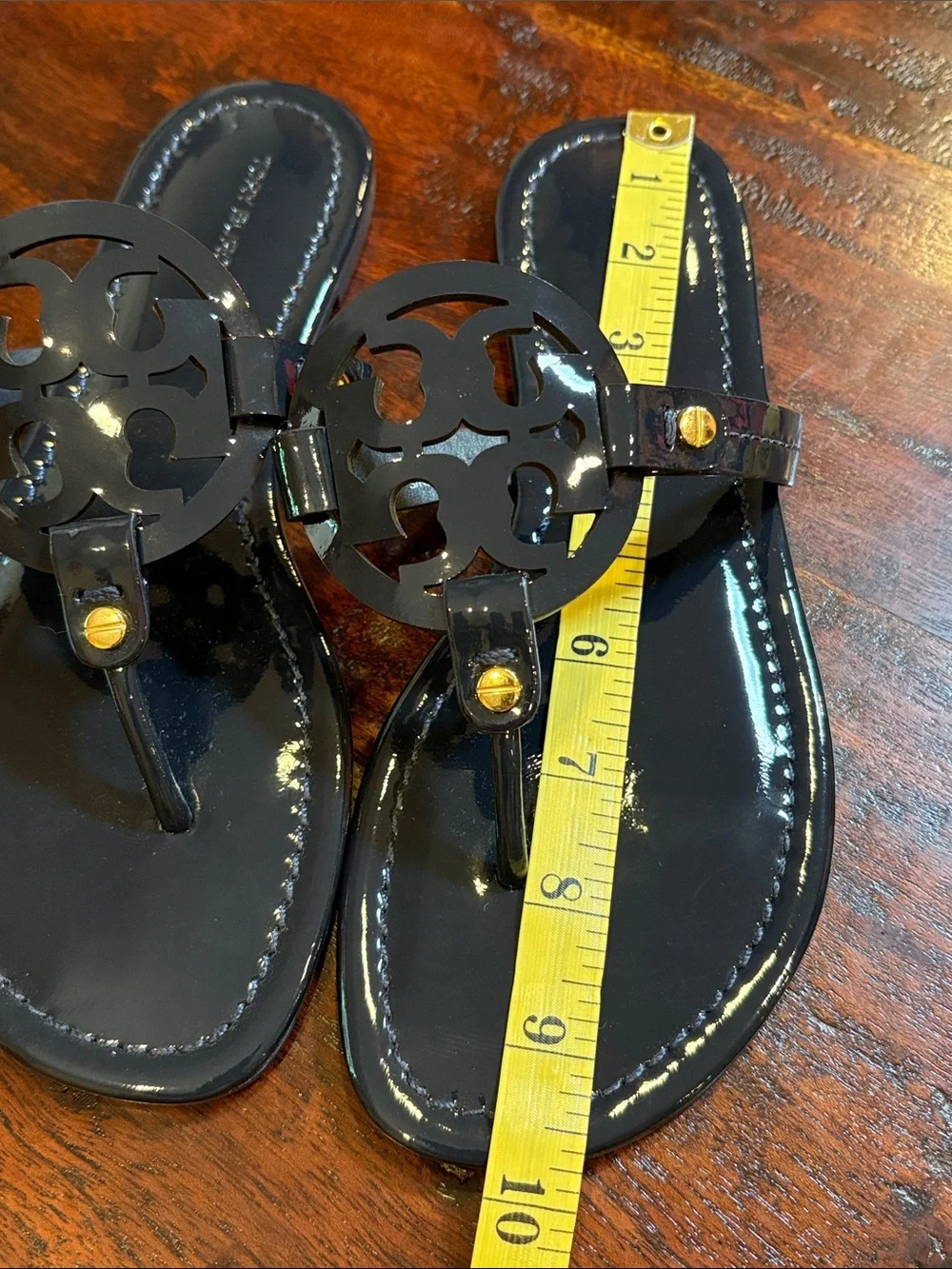 Tory Burch Miller Sandals Dark Navy Blue Patent Leather size 7 - Picture 9 of 9